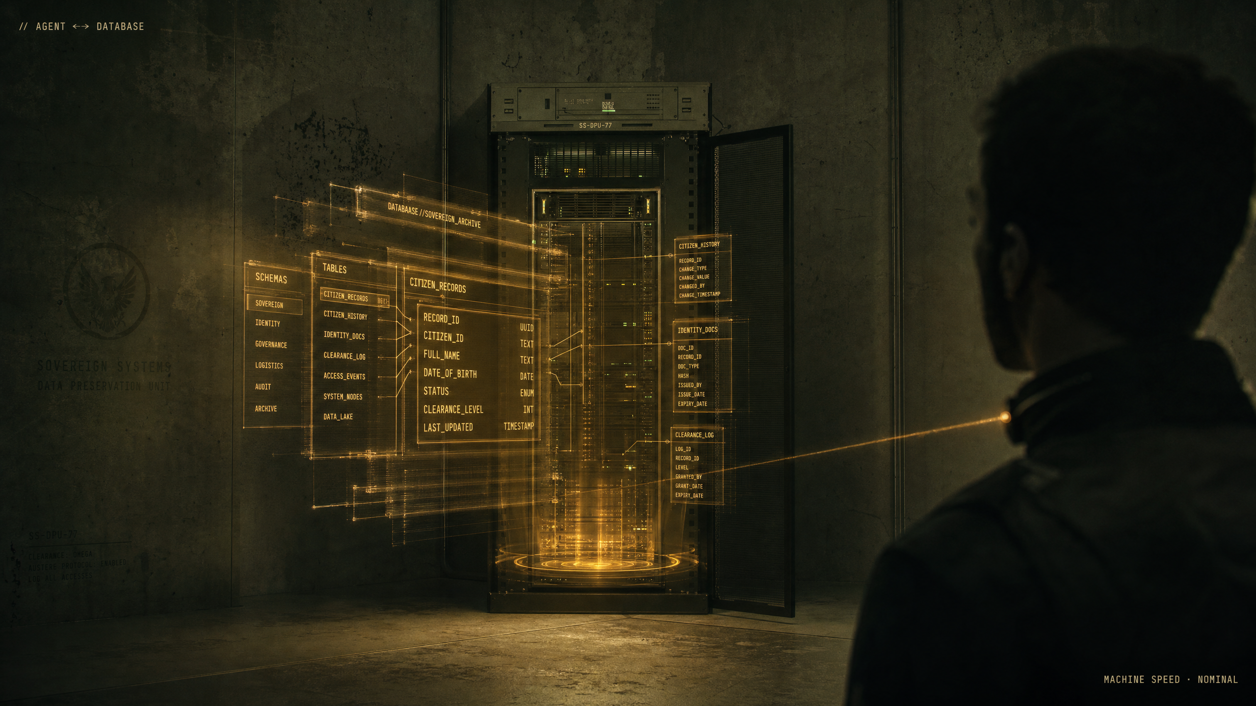 Agent communicating with sovereign database