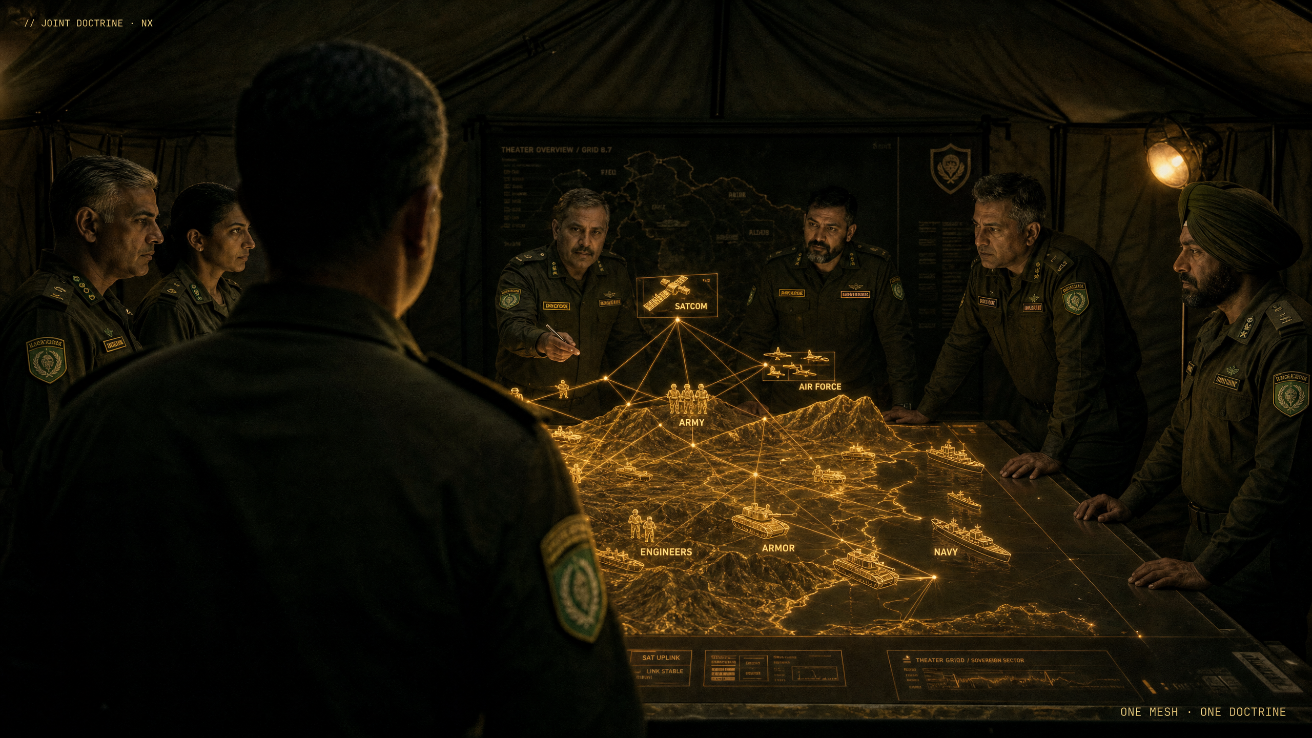 Joint command war room with theater map