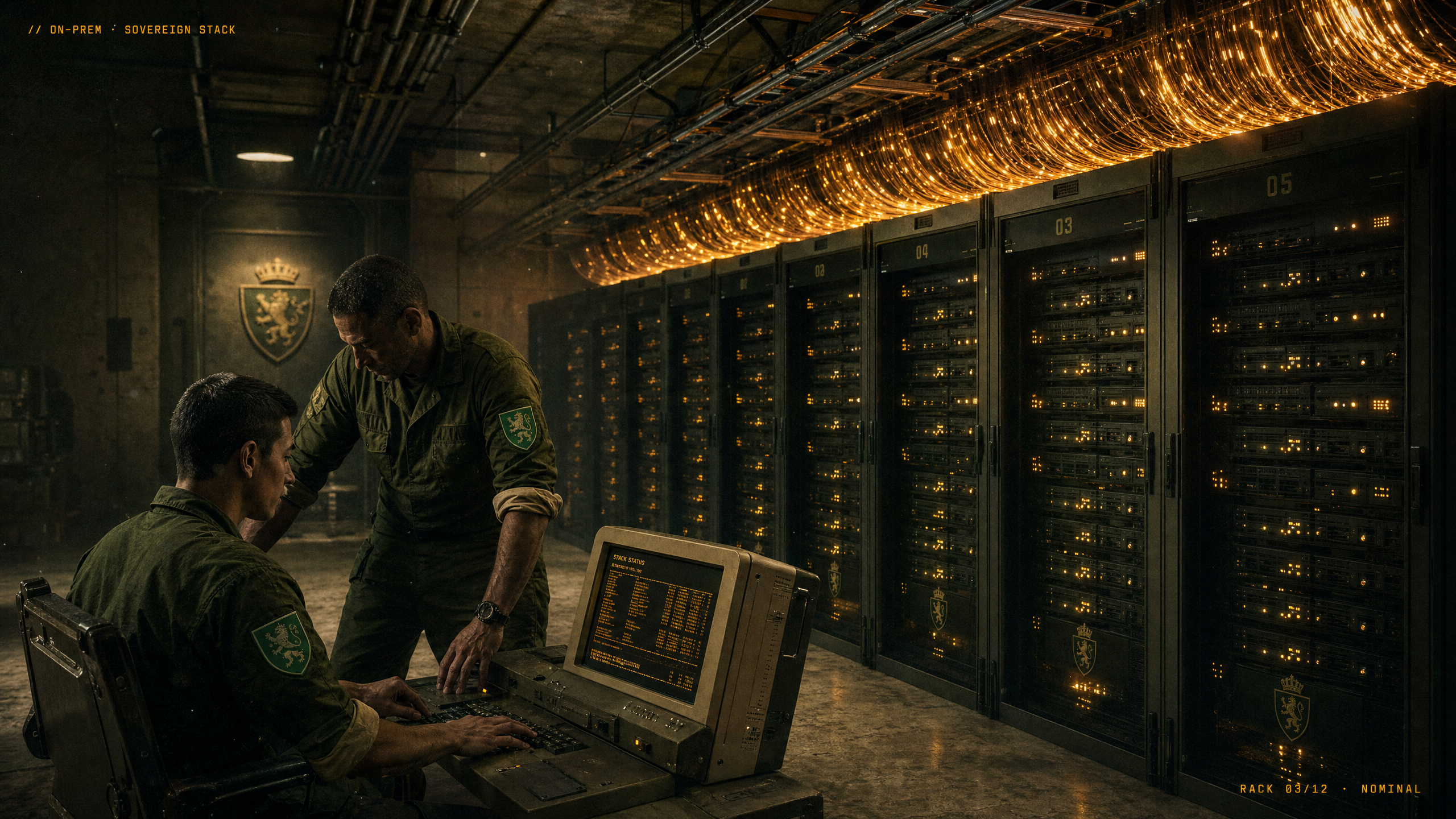 On-prem sovereign rack inside an installation vault
